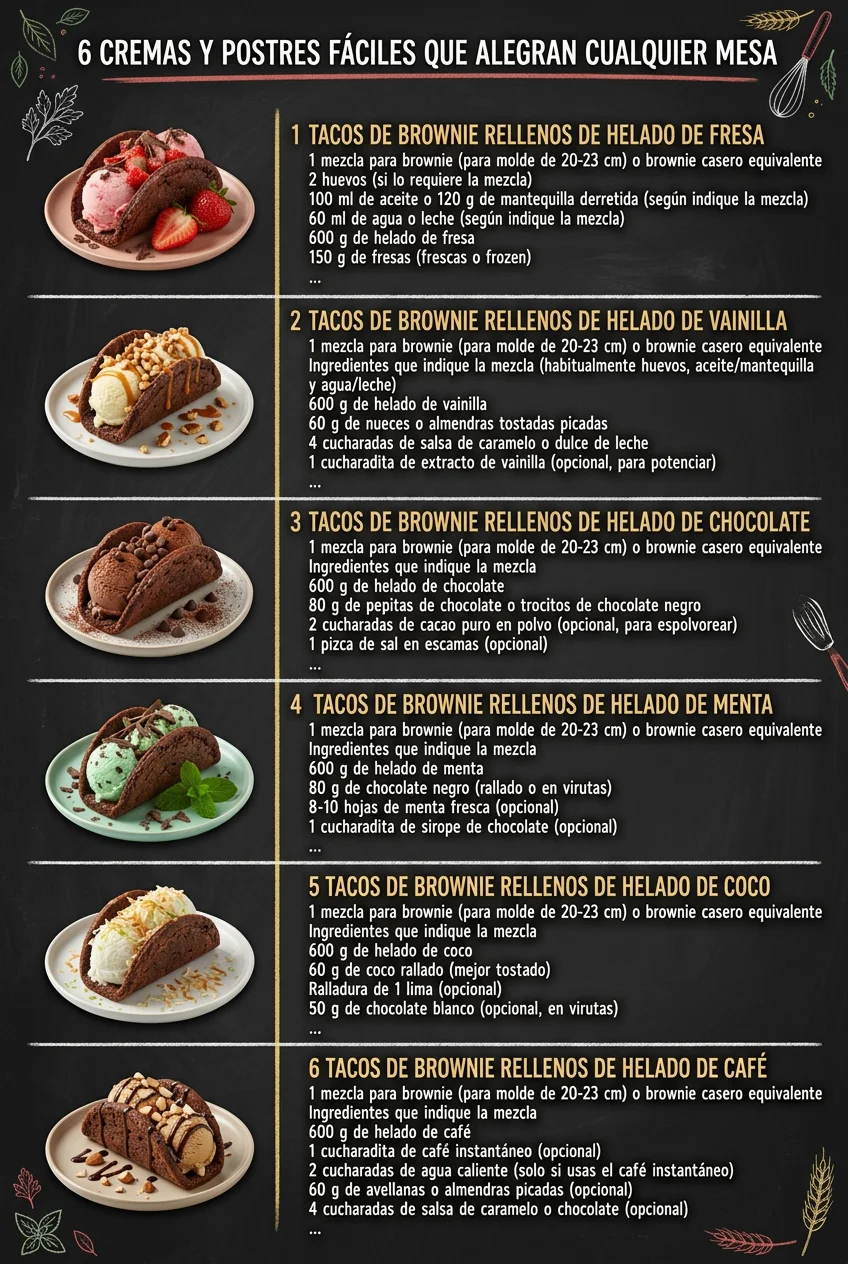 6 Cremas y Postres faciles que alegran cualquier mesa