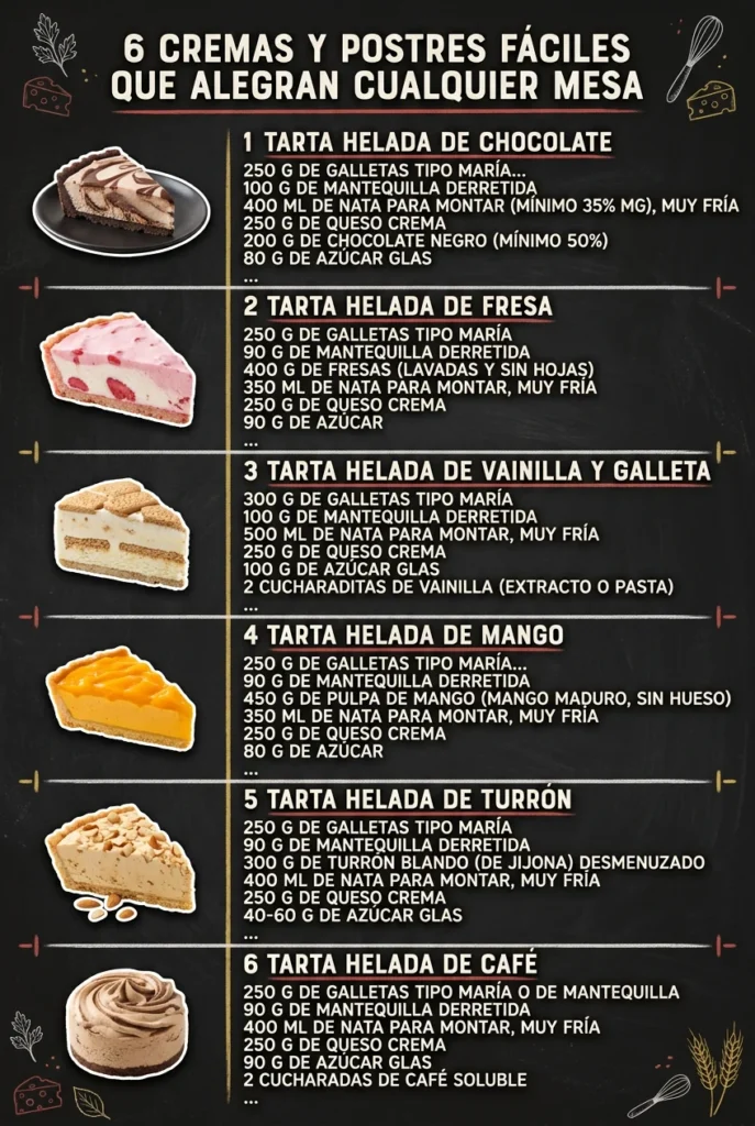 6 Cremas y Postres faciles que alegran cualquier mesa