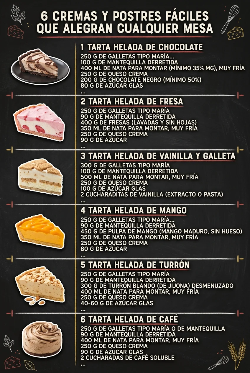 6 Cremas y Postres faciles que alegran cualquier mesa