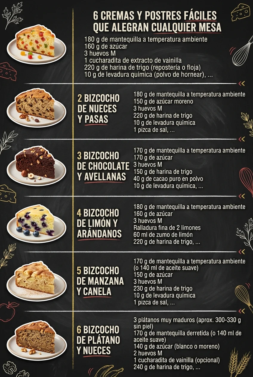 6 Cremas y Postres faciles que alegran cualquier mesa