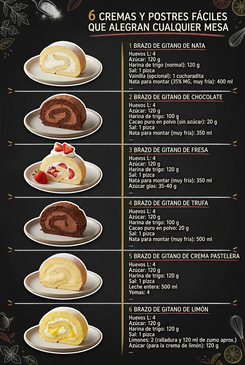 6 Cremas y Postres faciles que alegran cualquier mesa