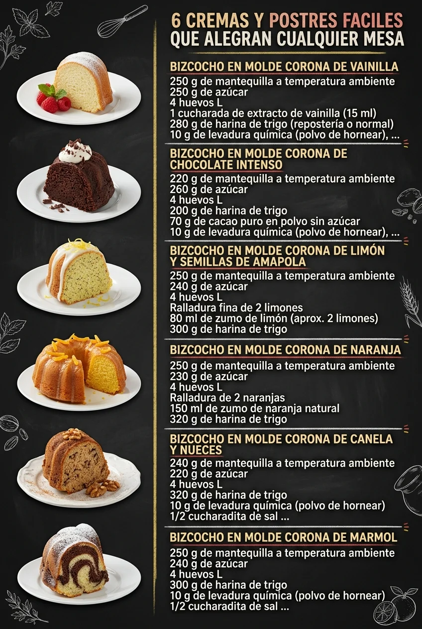 6 Cremas y Postres faciles que alegran cualquier mesa