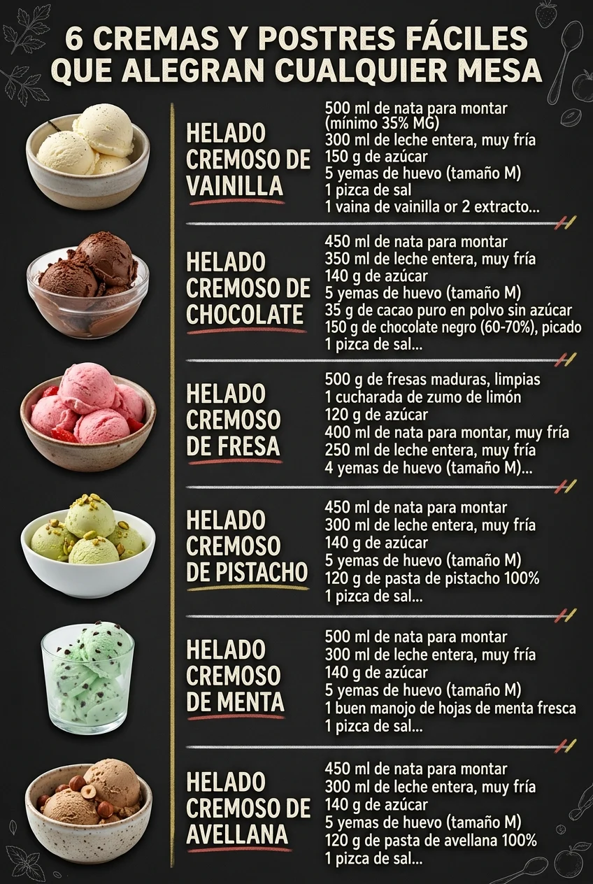 6 Cremas y Postres faciles que alegran cualquier mesa