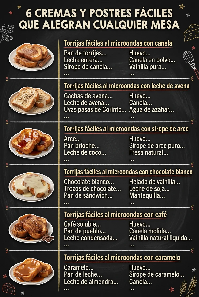 6 Cremas y Postres faciles que alegran cualquier mesa