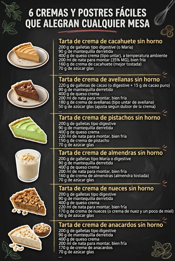 6 Cremas y Postres faciles que alegran cualquier mesa