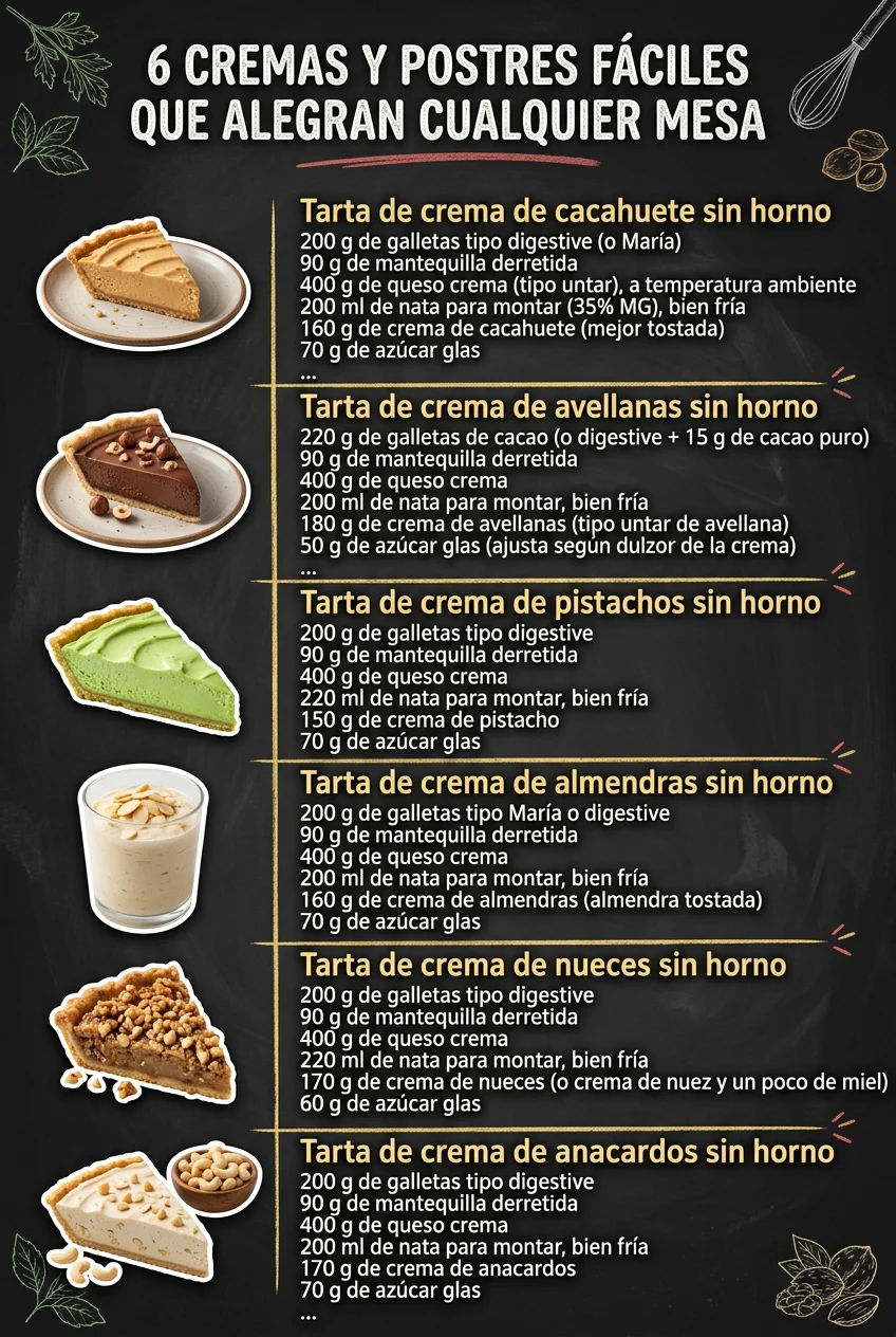 6 Cremas y Postres faciles que alegran cualquier mesa