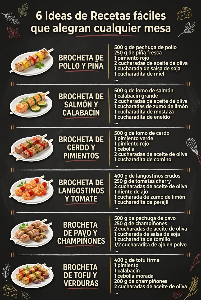 6 Ideas de Recetas faciles que alegran cualquier mesa