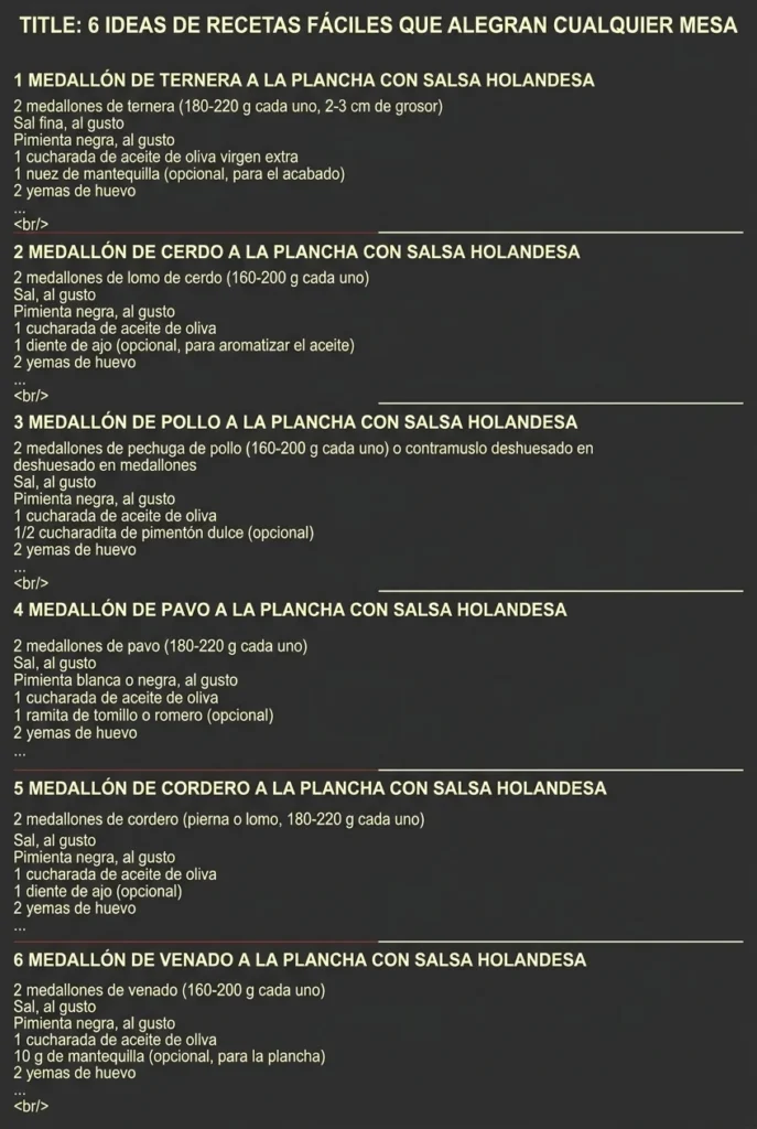 6 Ideas de Recetas faciles que alegran cualquier mesa