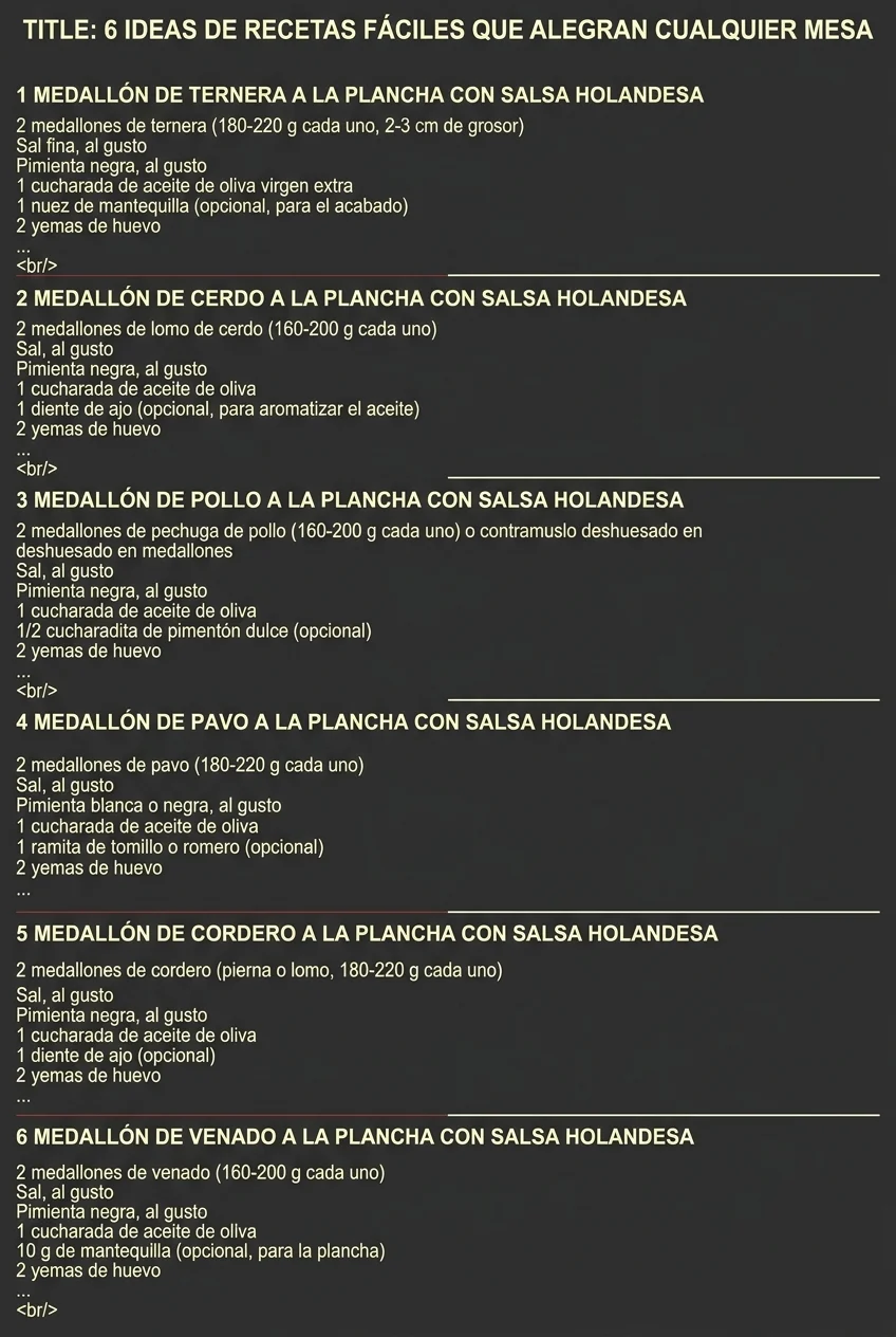 6 Ideas de Recetas faciles que alegran cualquier mesa
