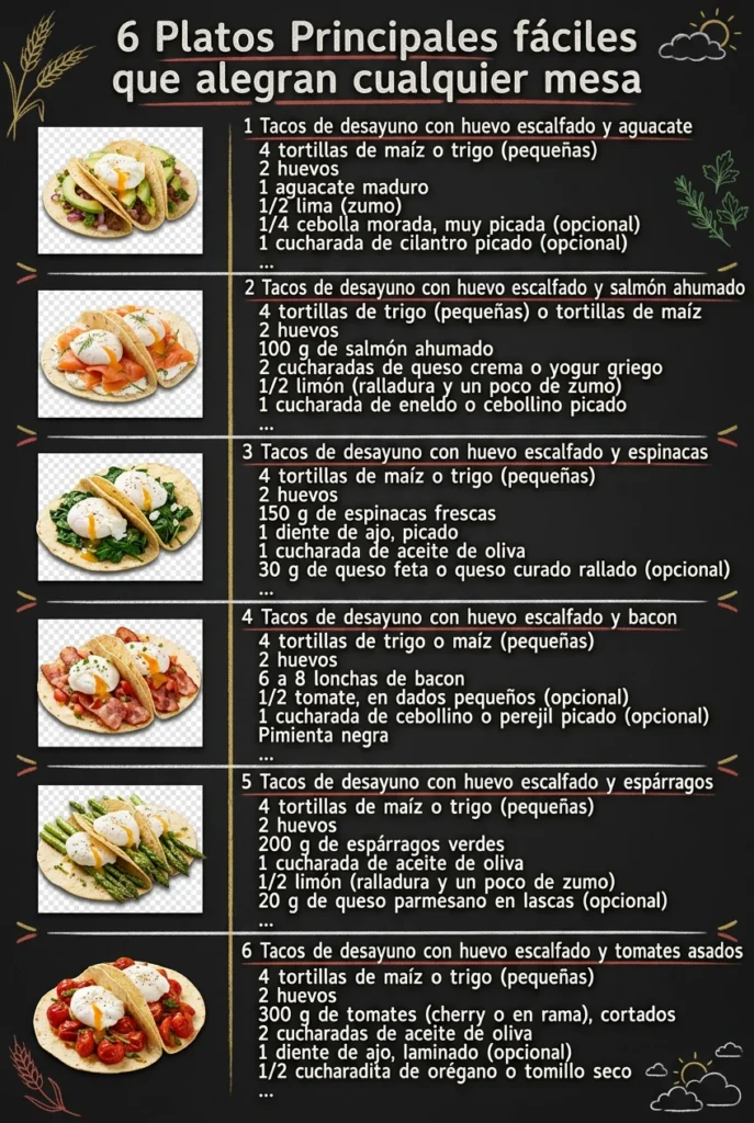 6 Platos Principales faciles que alegran cualquier mesa