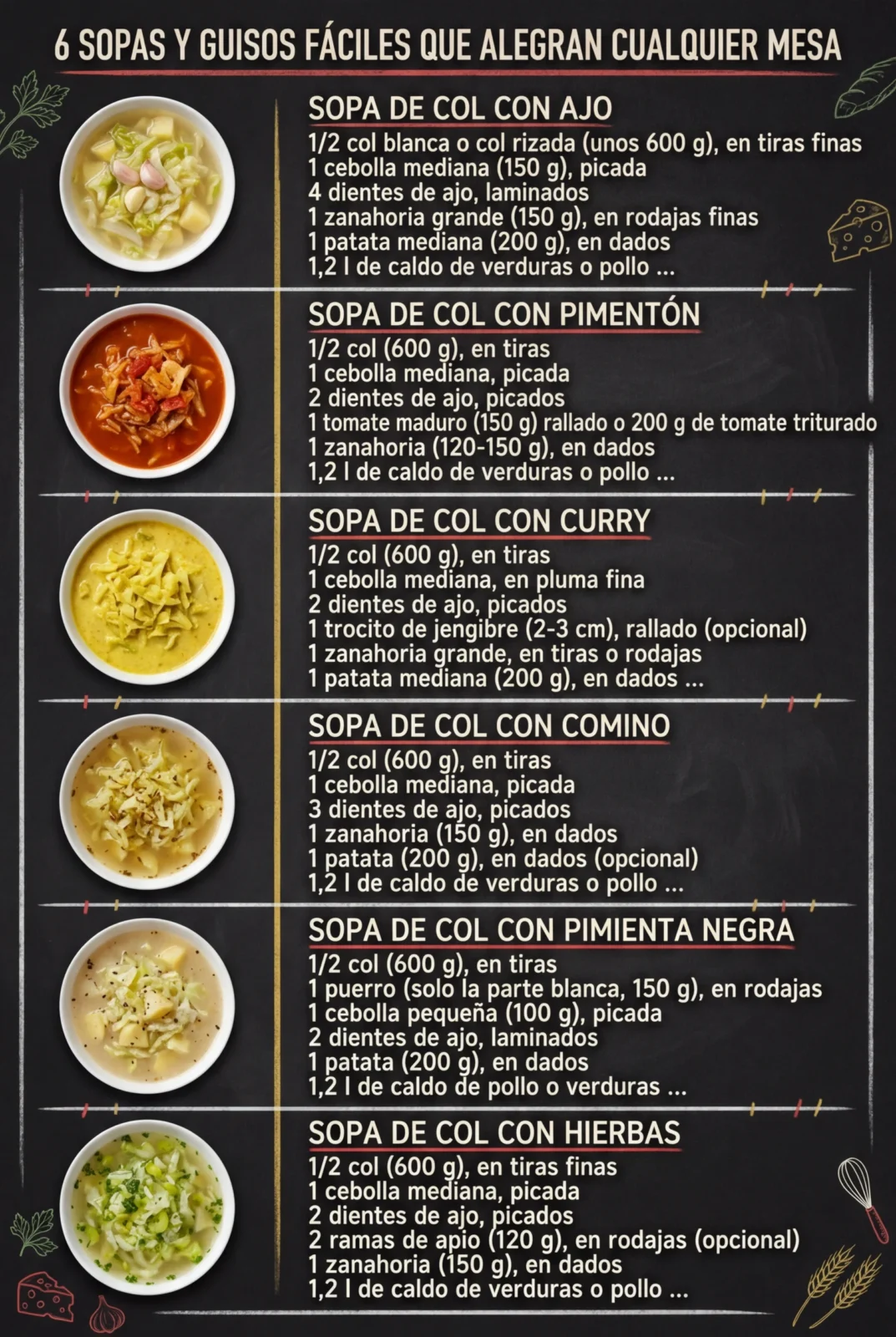 6 Sopas y Guisos faciles que alegran cualquier mesa