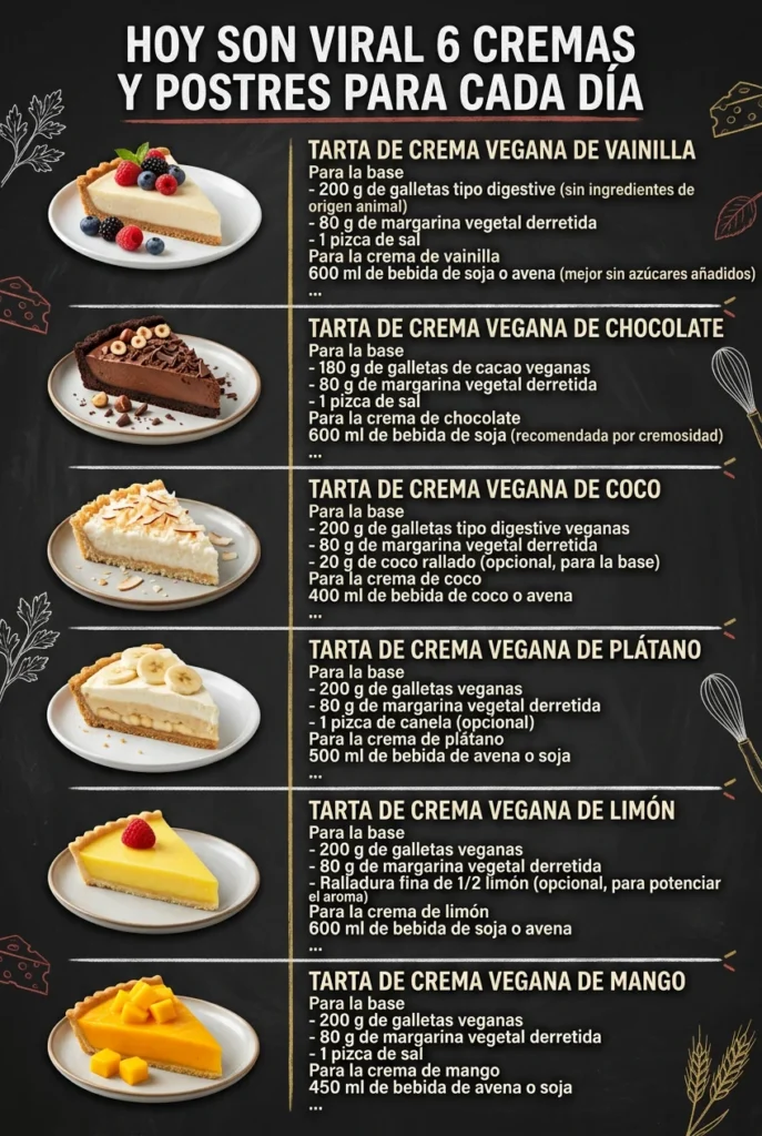 Hoy son viral 6 Cremas y Postres para cada dia