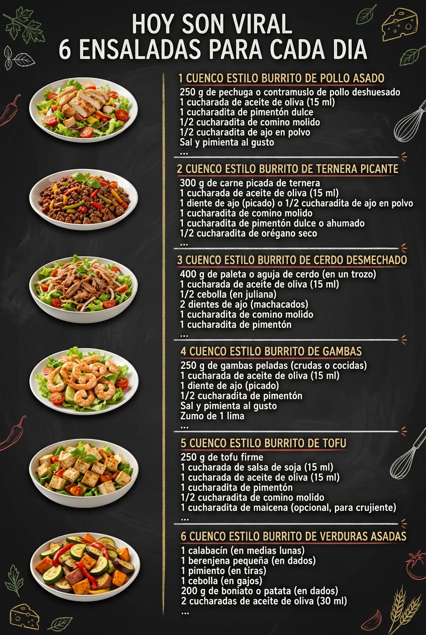 Hoy son viral 6 Ensaladas para cada dia