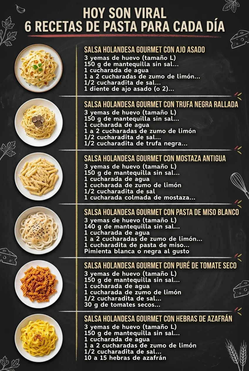 Hoy son viral 6 Recetas de Pasta para cada dia