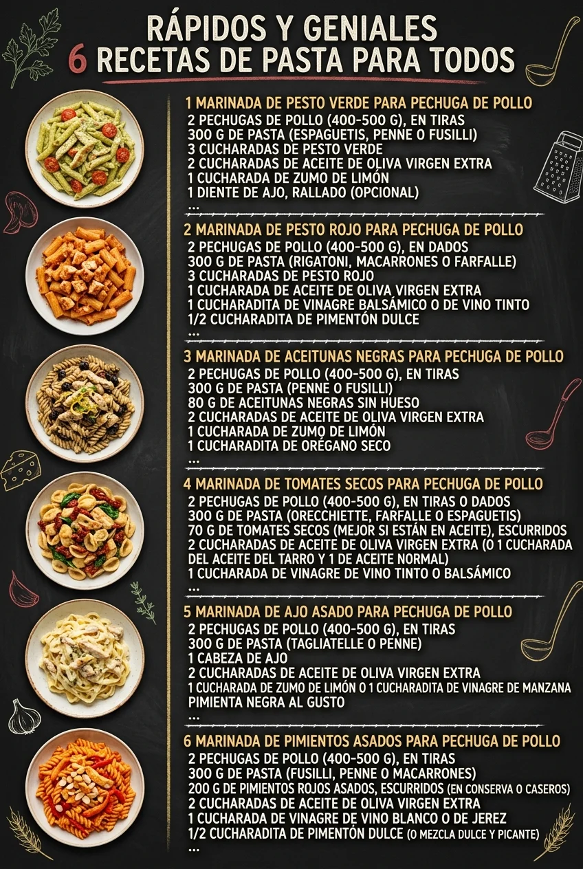 Rapidos y geniales 6 Recetas de Pasta para todos