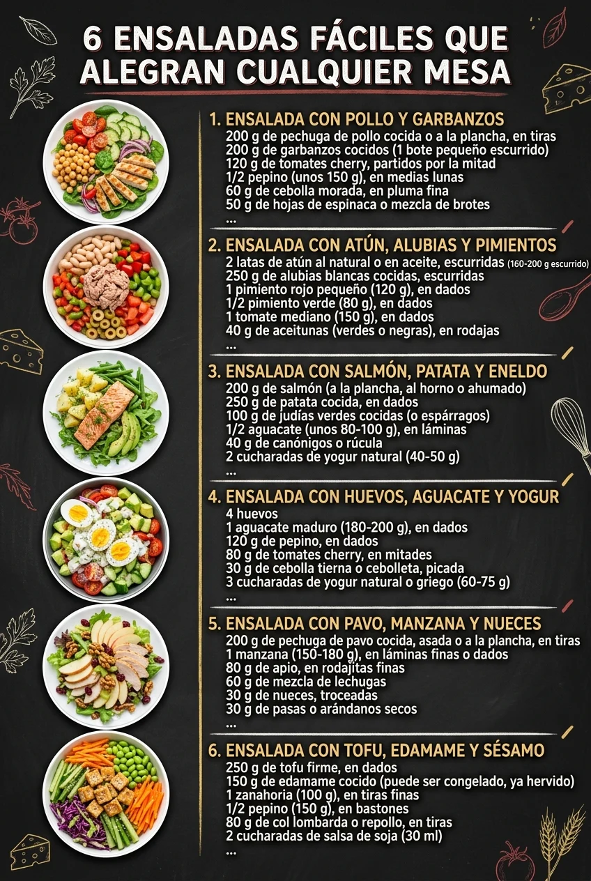 6 Ensaladas faciles que alegran cualquier mesa