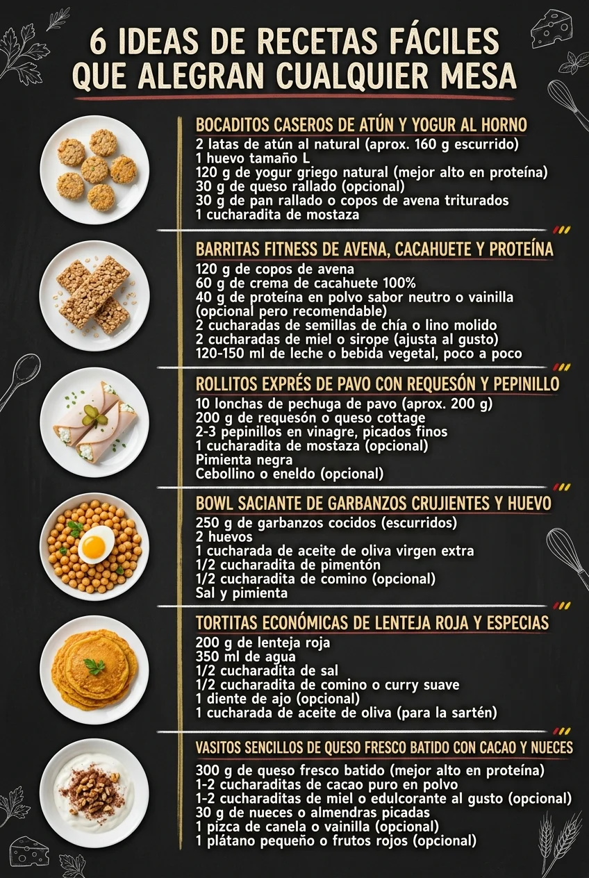 6 Ideas de Recetas faciles que alegran cualquier mesa