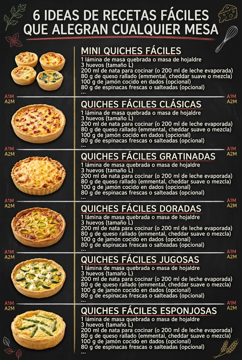6 Ideas de Recetas faciles que alegran cualquier mesa