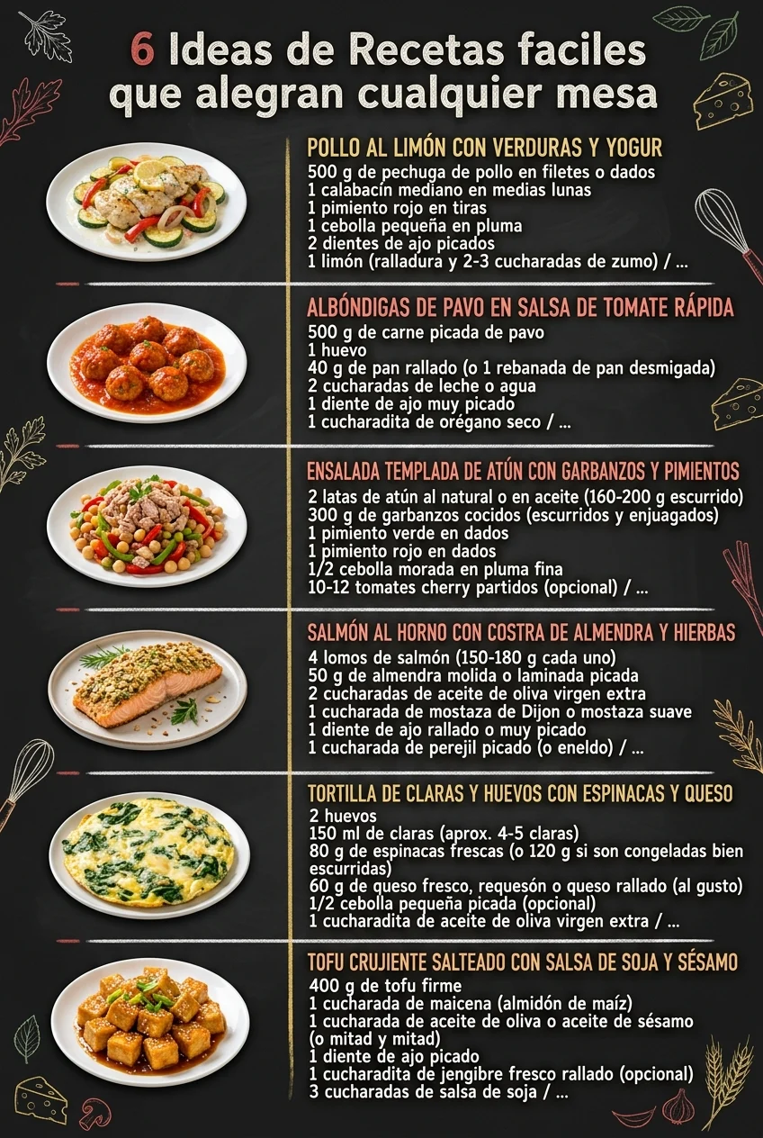 6 Ideas de Recetas faciles que alegran cualquier mesa