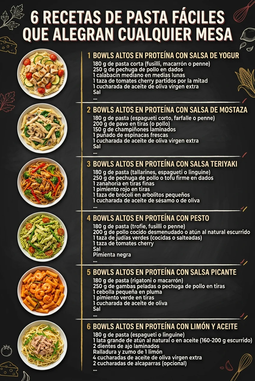 6 Recetas de Pasta faciles que alegran cualquier mesa