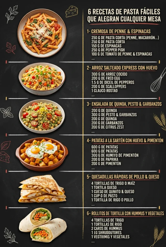 6 Recetas de Pasta faciles que alegran cualquier mesa