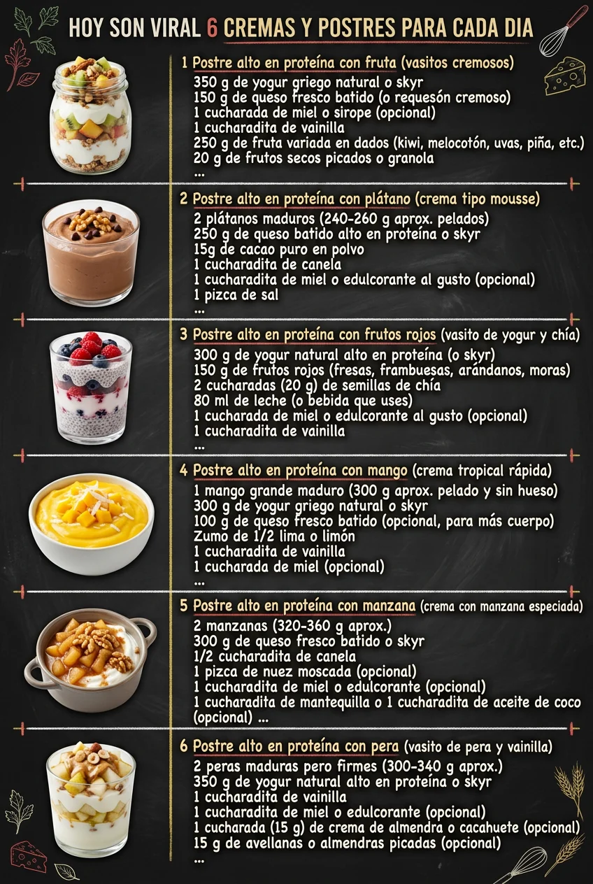 Hoy son viral 6 Cremas y Postres para cada dia