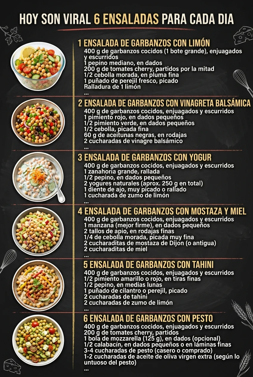 Hoy son viral 6 Ensaladas para cada dia