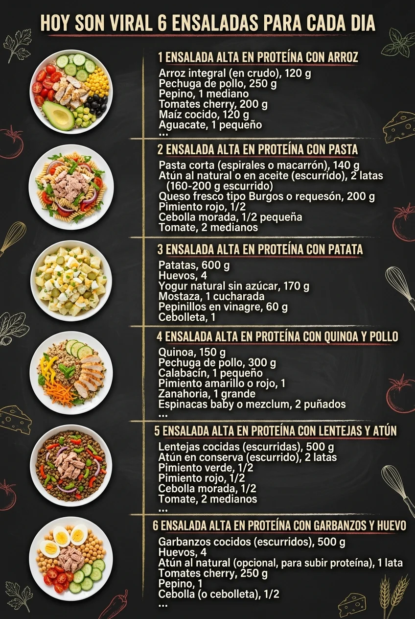 Hoy son viral 6 Ensaladas para cada dia