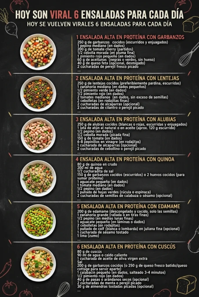 Hoy son viral 6 Ensaladas para cada dia