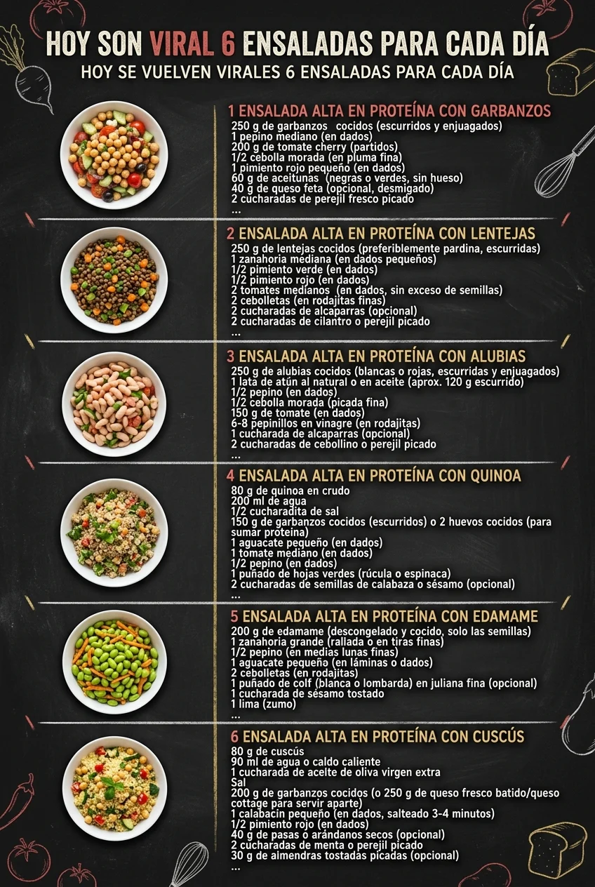 Hoy son viral 6 Ensaladas para cada dia