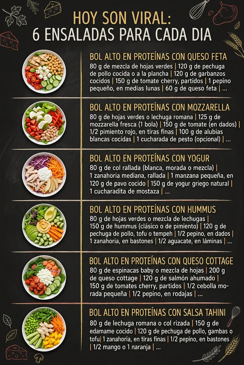 Hoy son viral 6 Ensaladas para cada dia