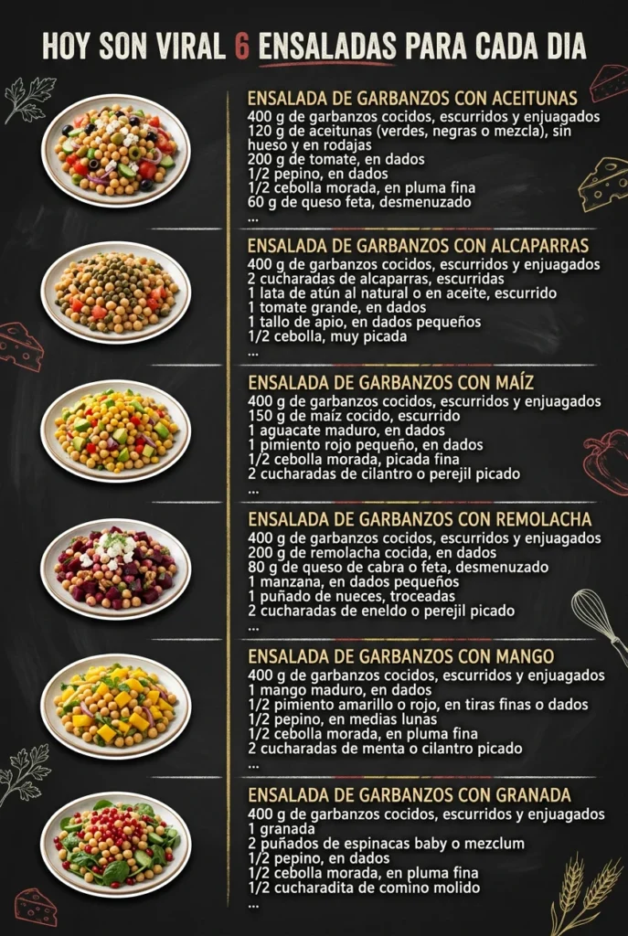 Hoy son viral 6 Ensaladas para cada dia