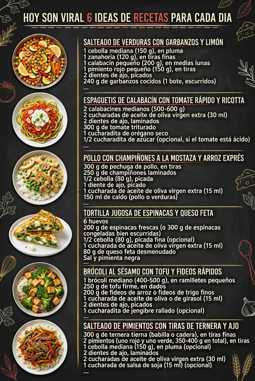 Hoy son viral 6 Ideas de Recetas para cada dia