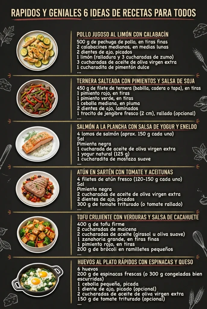 Rapidos y geniales 6 Ideas de Recetas para todos