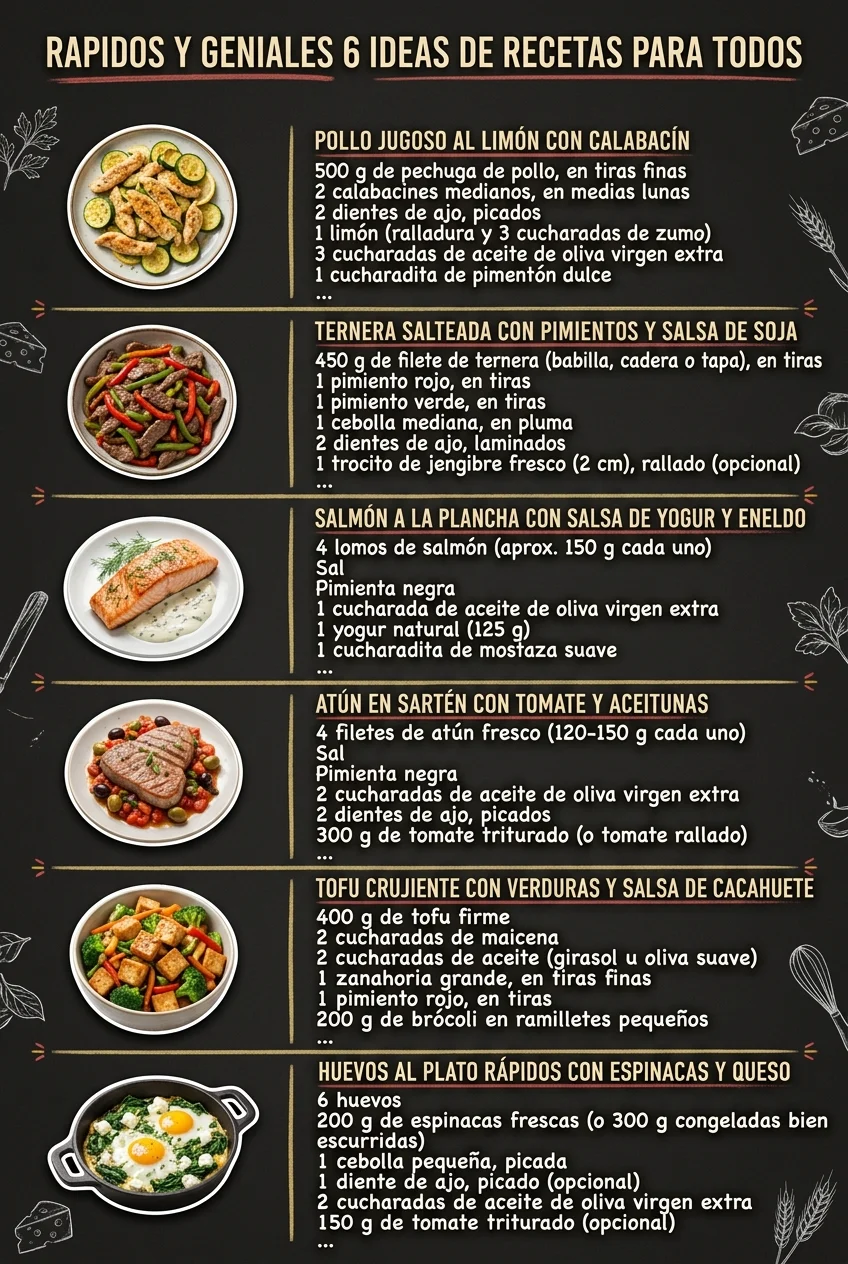 Rapidos y geniales 6 Ideas de Recetas para todos