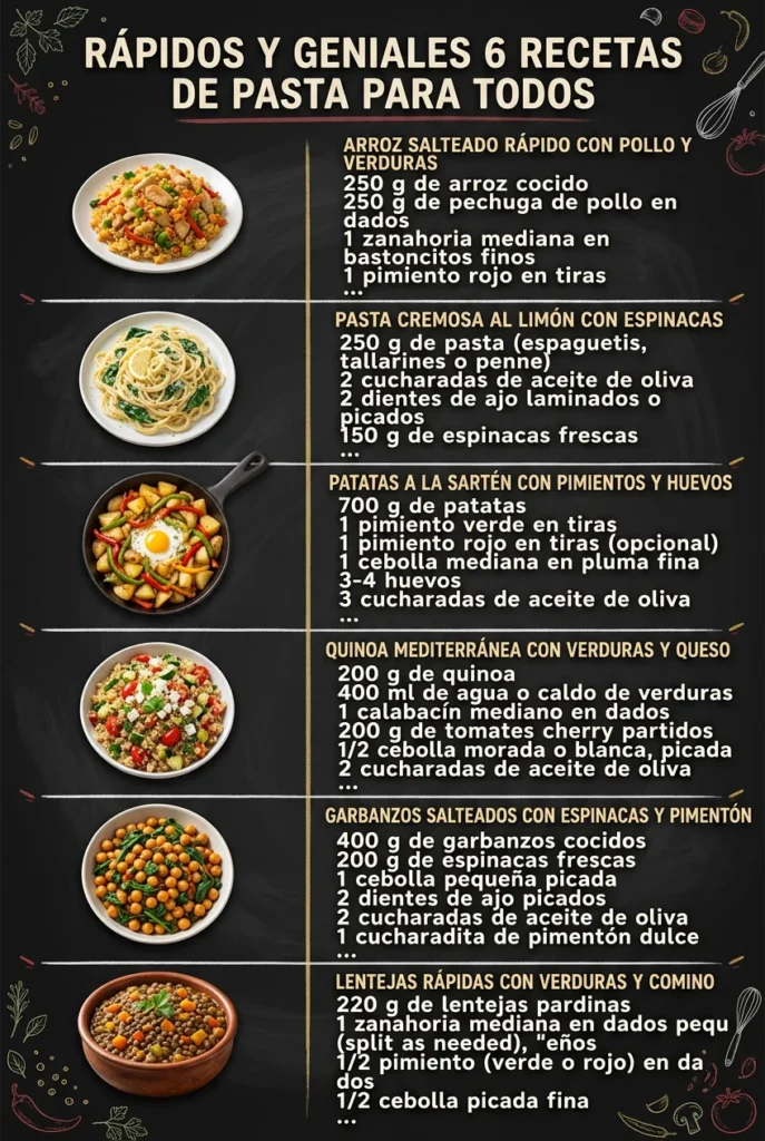 Rapidos y geniales 6 Recetas de Pasta para todos