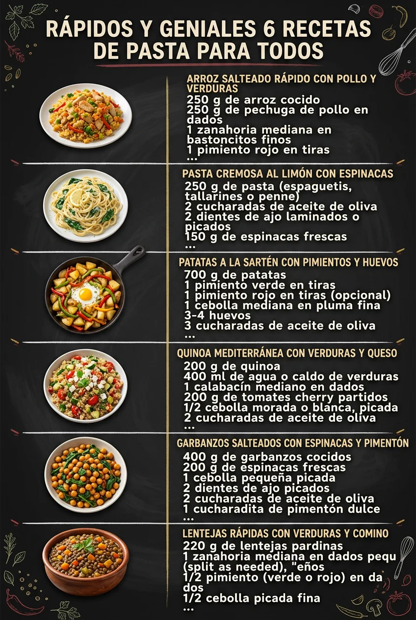 Rapidos y geniales 6 Recetas de Pasta para todos